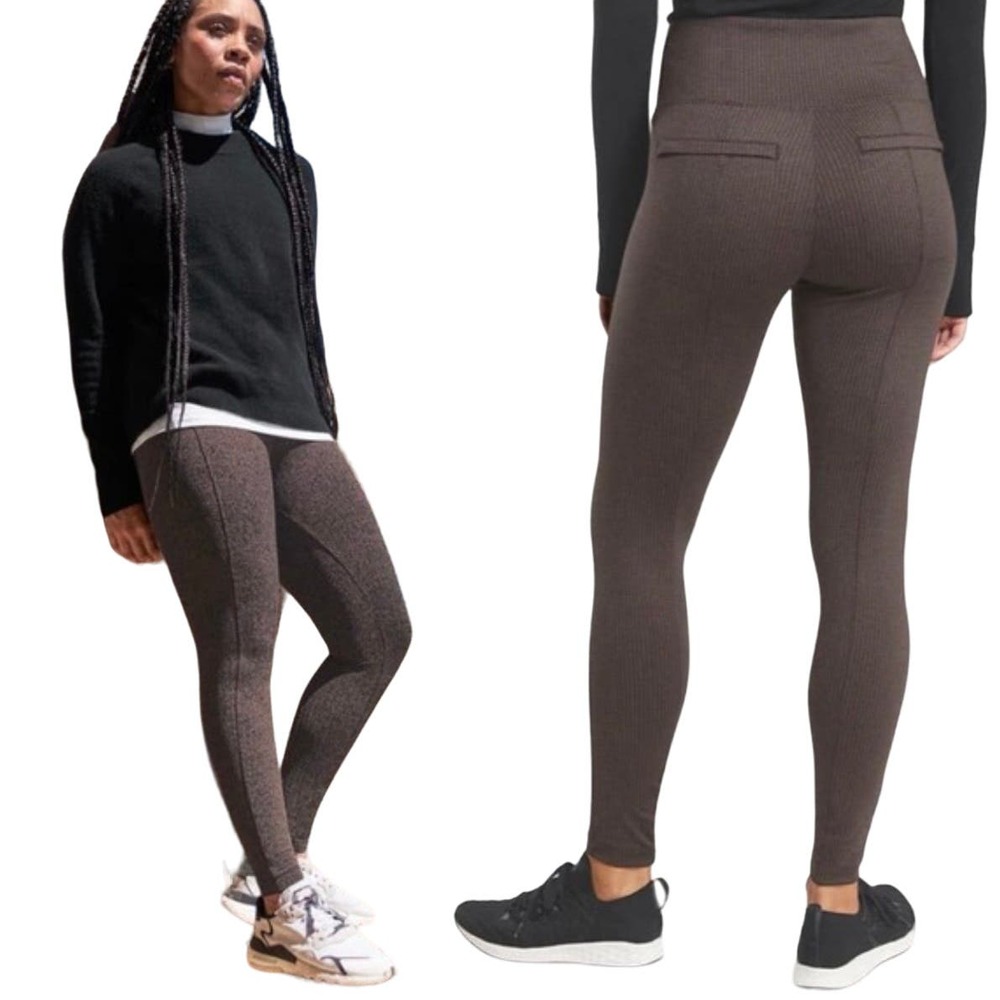 ATHLETA Women's Delancy Houndstooth Tight Legging Coffeehouse Black Size Large